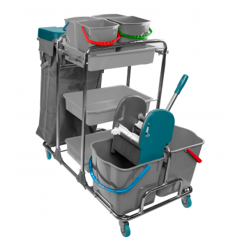 YAKAMOZ JANITOR CART CHROME - BAG-4X5LT