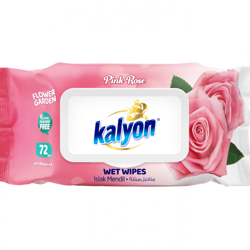 KALYON WET WIPES PINK ROSE 72 PCS / *12 (14*18 CM 40 GSM)