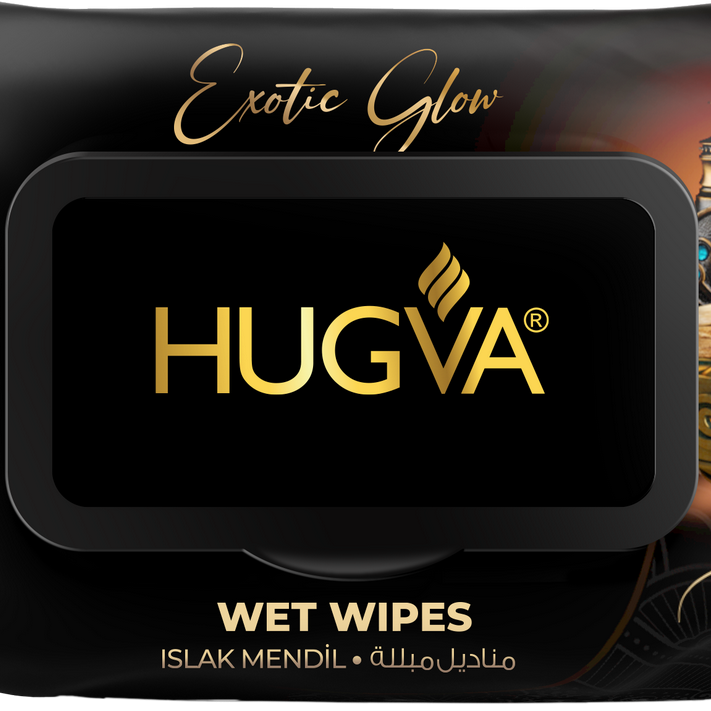 HUGVA EXOTIC GLOW WET WIPES OUD 120 PCS (18x14)/*12