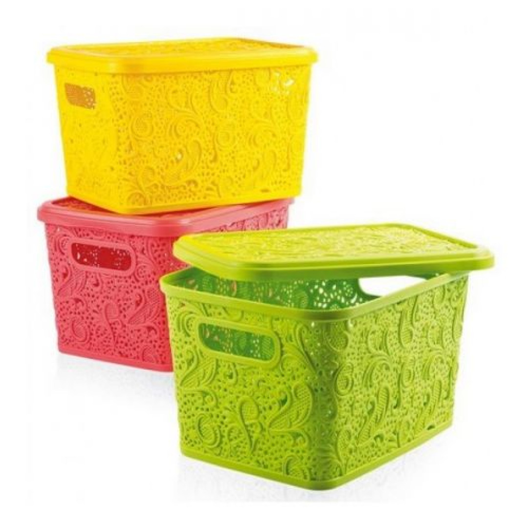 FLORIA LACE STORAGE BOX W/H LID  5,5 LT